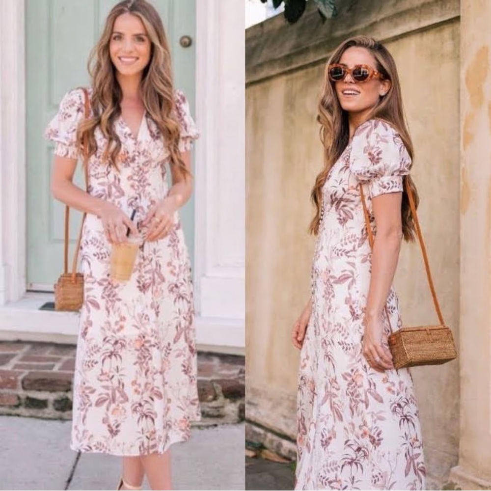 Gal Meets Glam Lauren Botanical Midi Dress